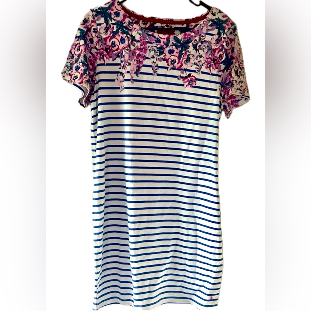 Joules Blue and Pink Floral Striped Mini Dress